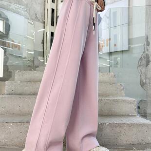 女童冬季一体加绒裤子秋冬款洋气2025新款春秋大童儿童直筒阔腿裤