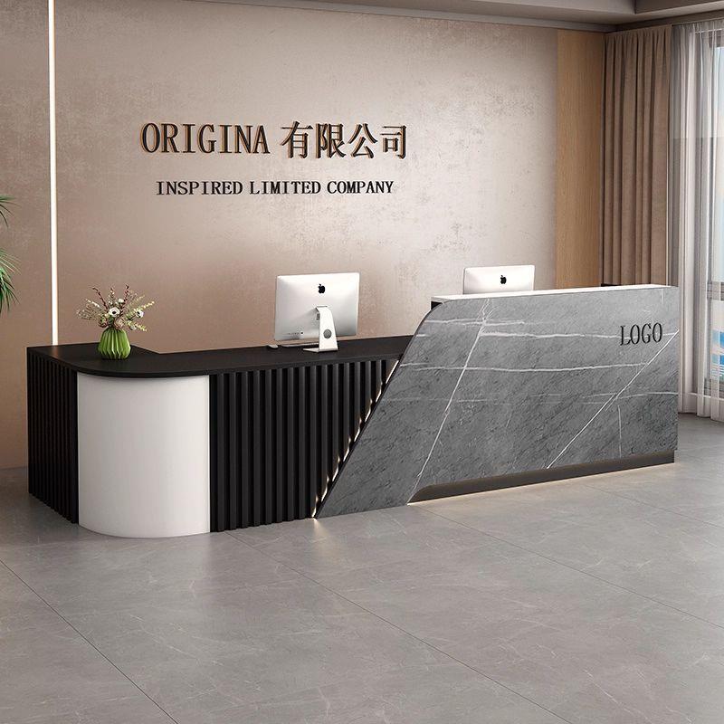 现代简约接待台转角美容院便利服装店收银台店铺柜台吧小型前台桌