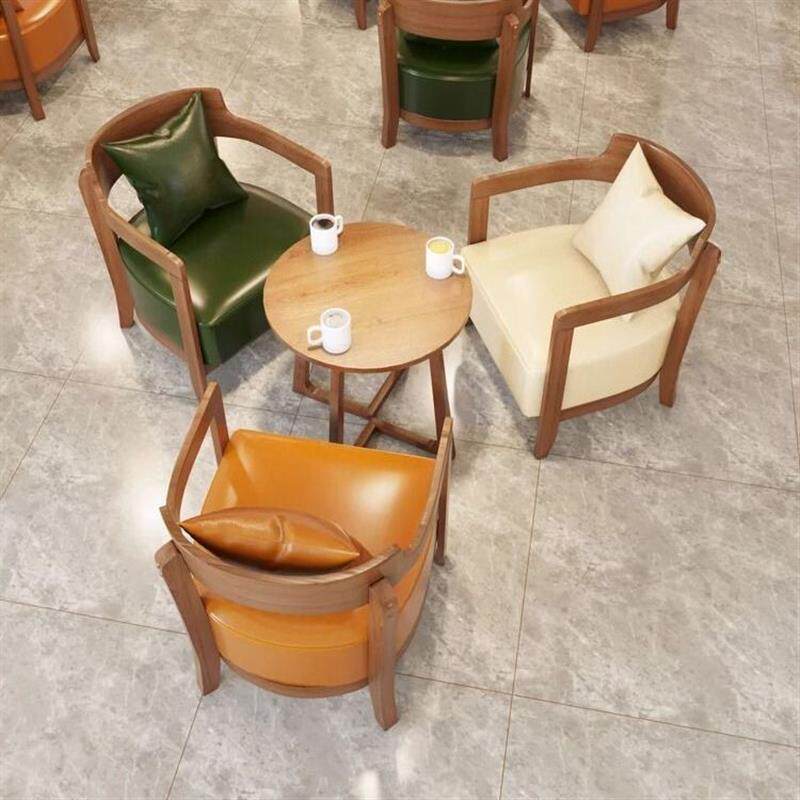 北欧实木奶茶店甜品店咖啡厅桌椅书吧洽谈接待区沙发组合简约休闲