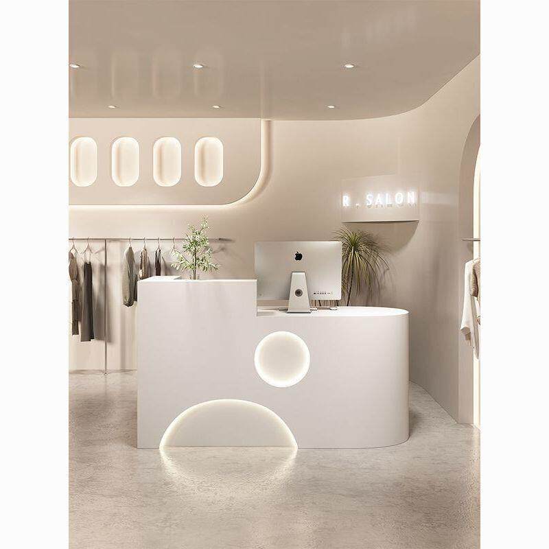 收银台柜台服装店吧台桌简约现代店铺小型女装店烤漆前台接待台