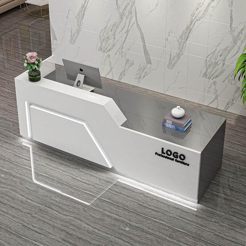吧台收银台美容院店铺小型柜台桌白色简约现代公司前台接待台烤漆