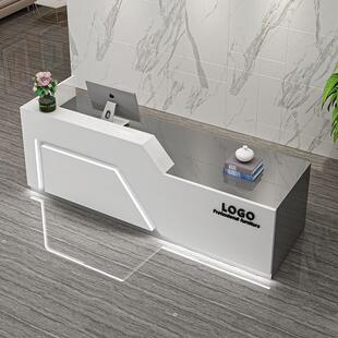 吧台收银台美容院店铺小型柜台桌白色简约现代公司前台接待台烤漆