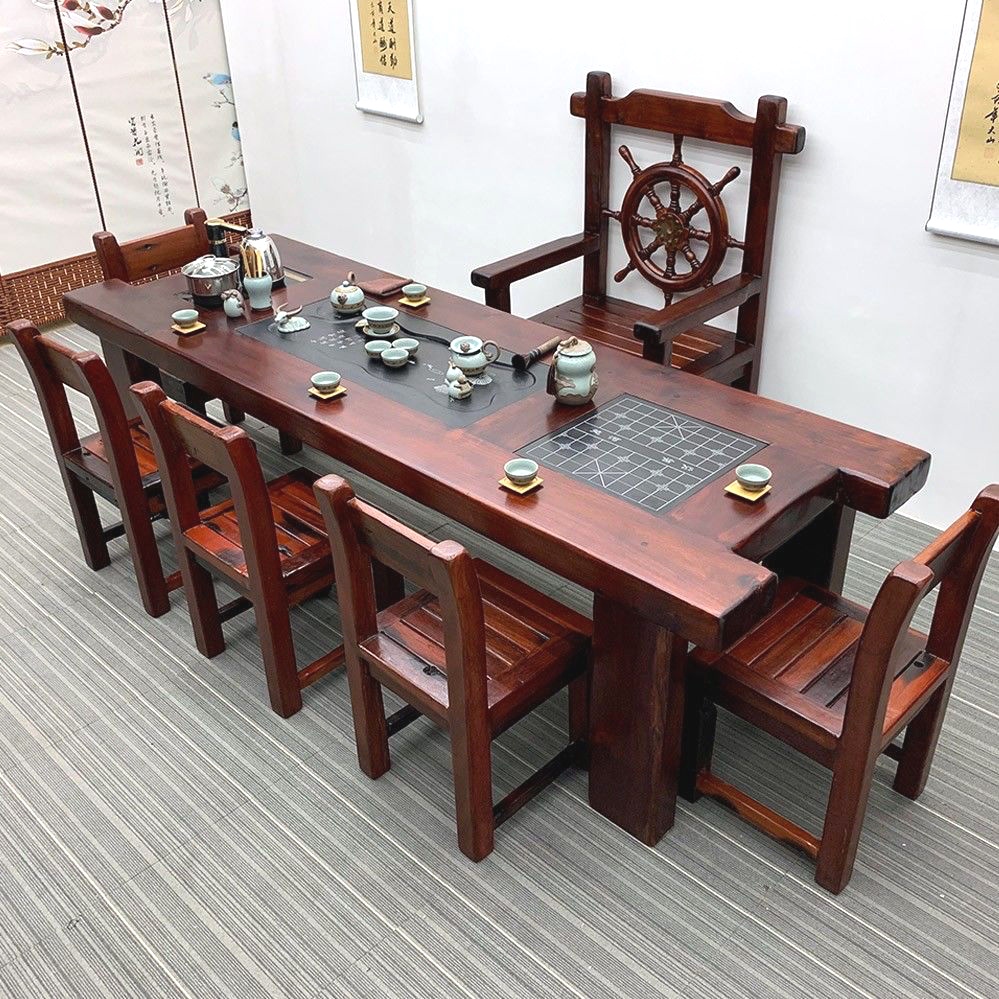 老船木茶桌桌椅组合功夫客厅茶几实木家用中式办公室茶台套装一体