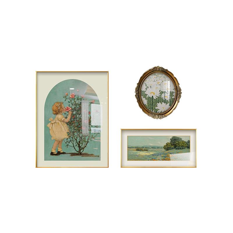 清冽海风法式墙饰美式油画玫瑰女孩餐厅装饰挂画小众复古壁画