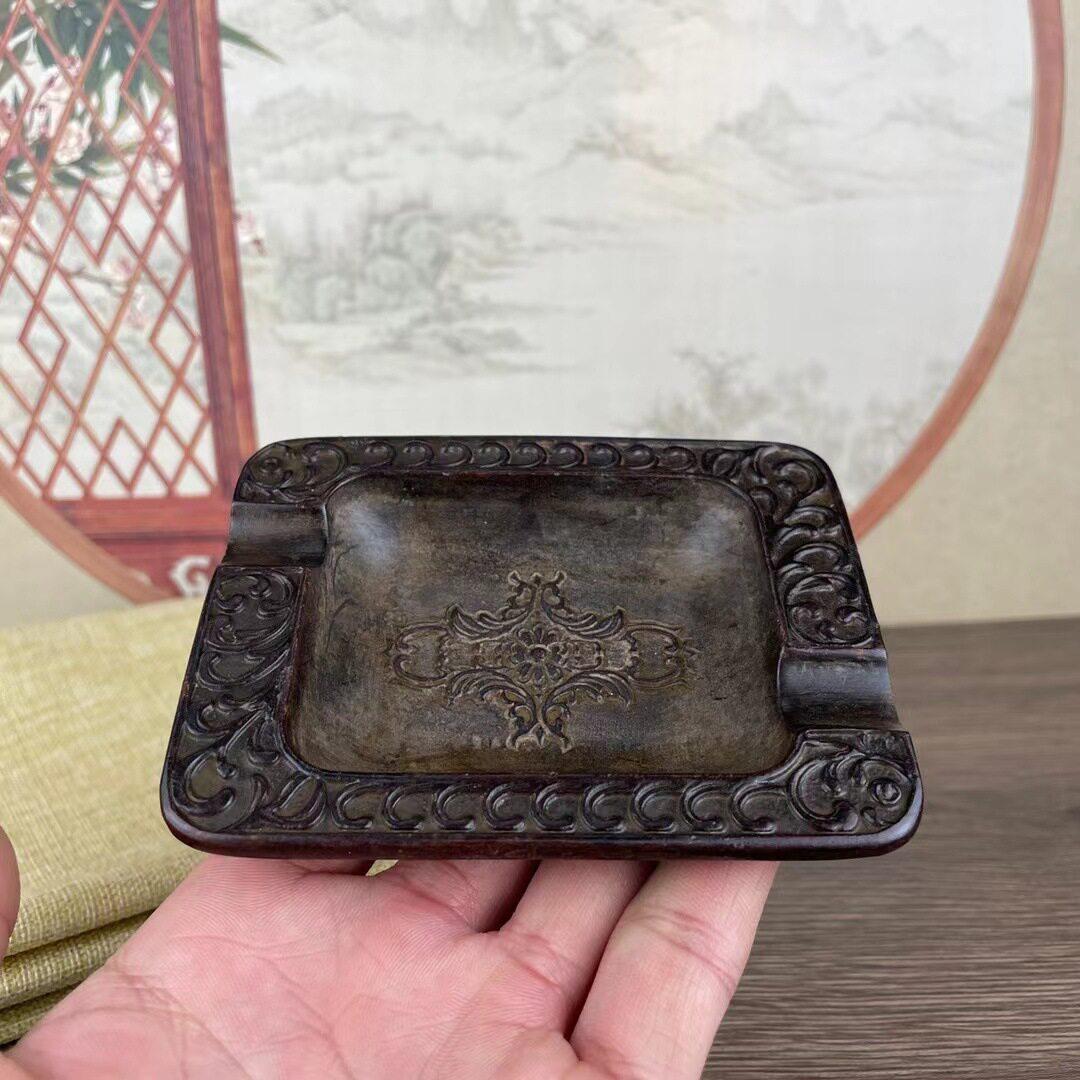 精品镀黄铜宣德款长方形笔洗摆件复古创意烟缸客厅桌面家用烟灰缸图片