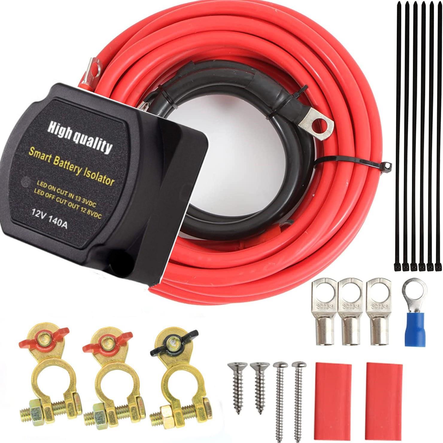 双电池隔离器套件12V140A电压敏感继电器完整双电池自动充电器
