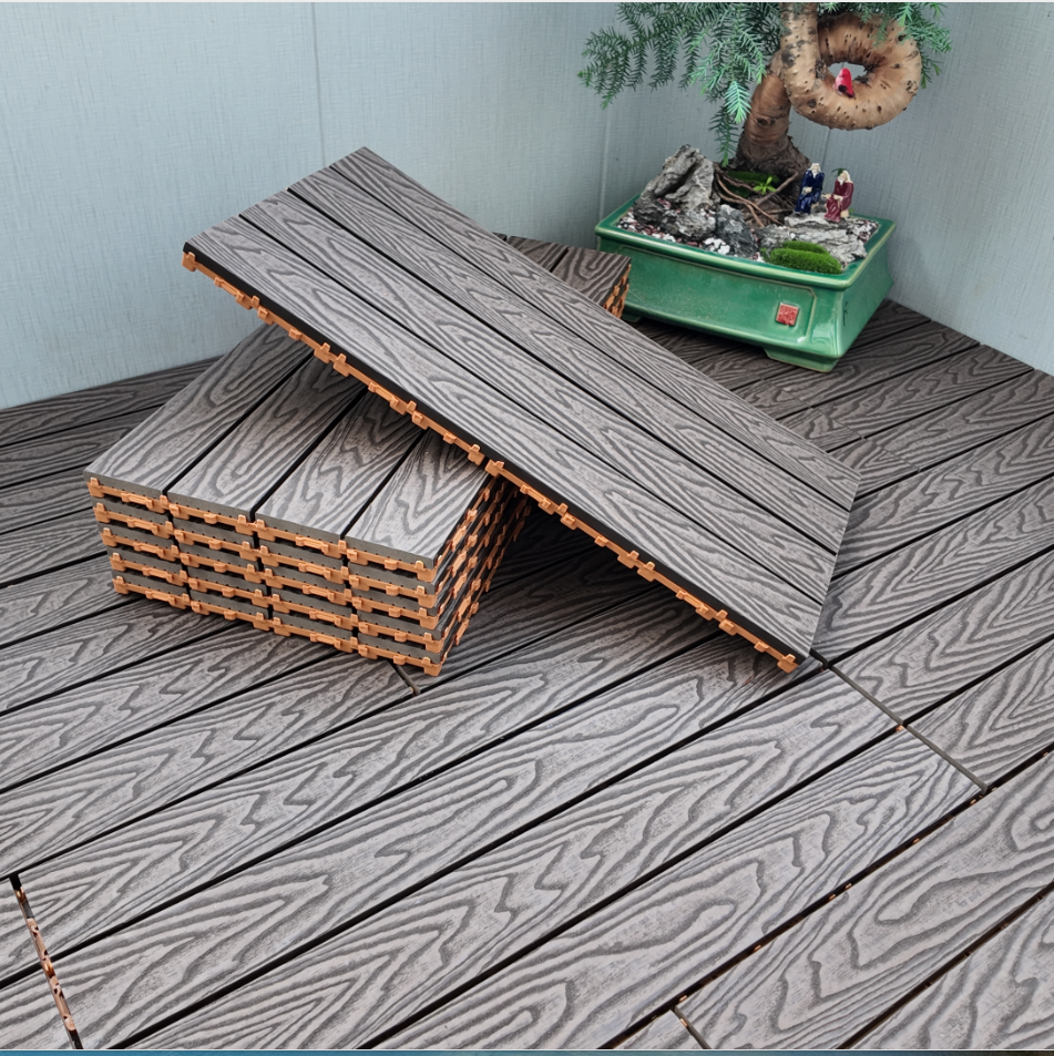 塑木地板阳台改造户外露台地面铺设室外自己铺拼接木塑防水防腐木