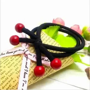 加粗发绳喜庆大红四颗红珠头绳打结皮筋发圈高弹力头绳扎头发新款