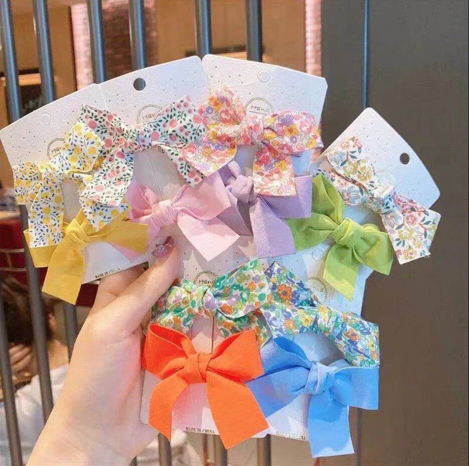 韩版小清新碎花蝴蝶结发夹