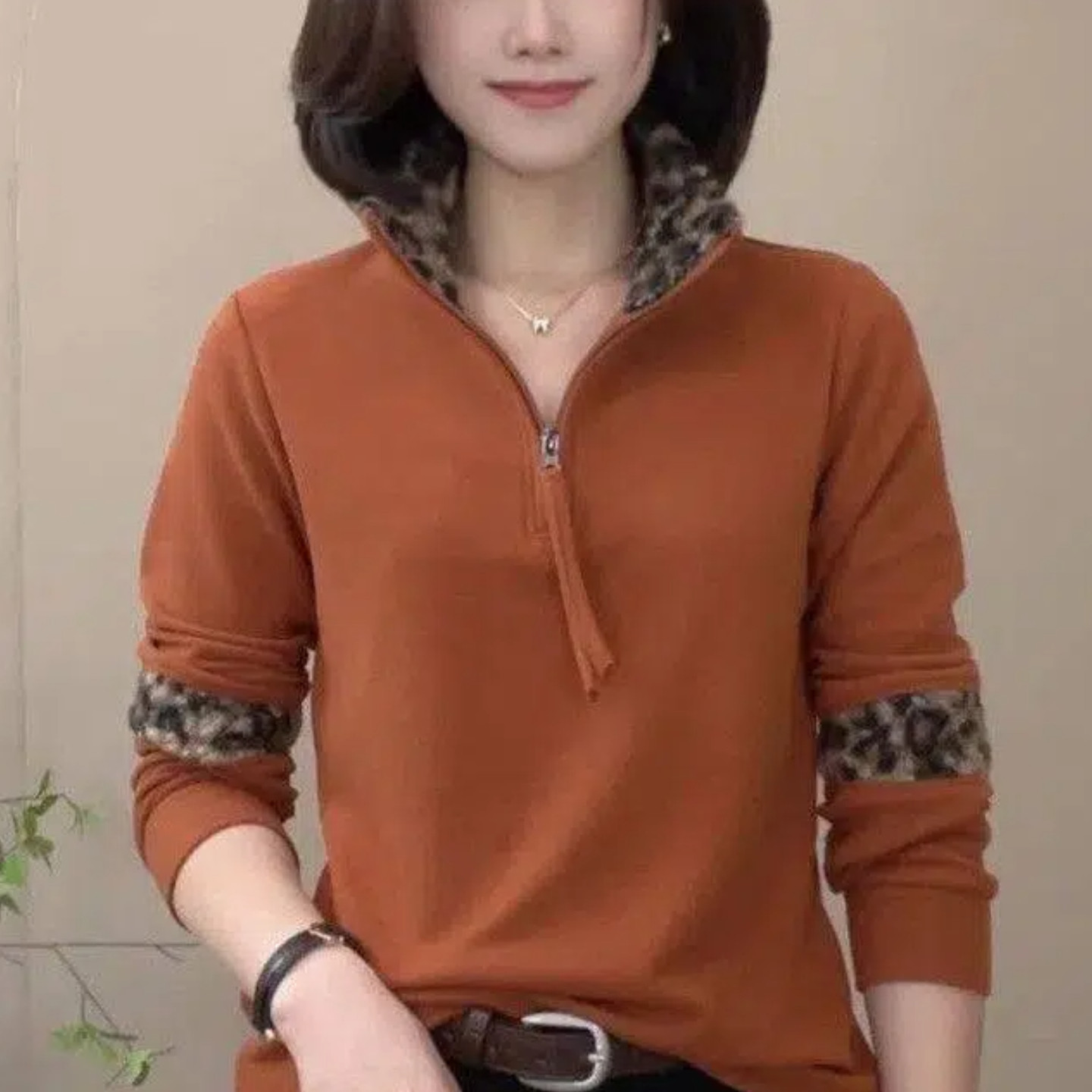 德绒秋冬款妈妈装拼接立领半拉链大码T恤中年新款宽松女士上衣服,女装/女士精品,T恤,淘宝优惠券,粉丝福利购,淘宝优惠卷