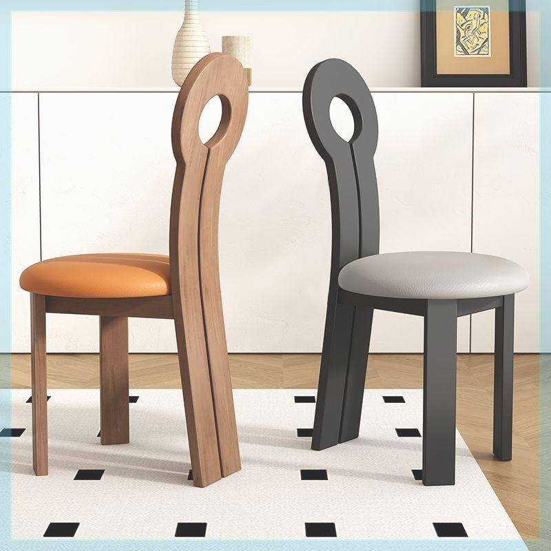 纯实木椅子法式设计师轻奢复古餐椅靠背椅家用北欧化妆简约实木靠