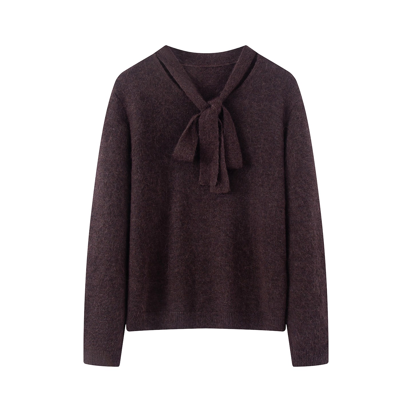 V领系带针织衫宽松显瘦毛衣