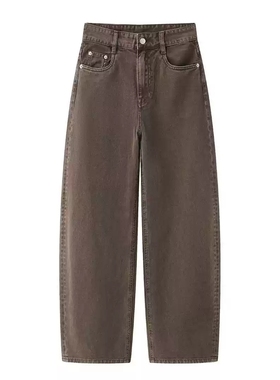 TTP家牛仔裤2026春新品摩卡棕彩牛棉质中腰弯刀阔腿裤1JEN023