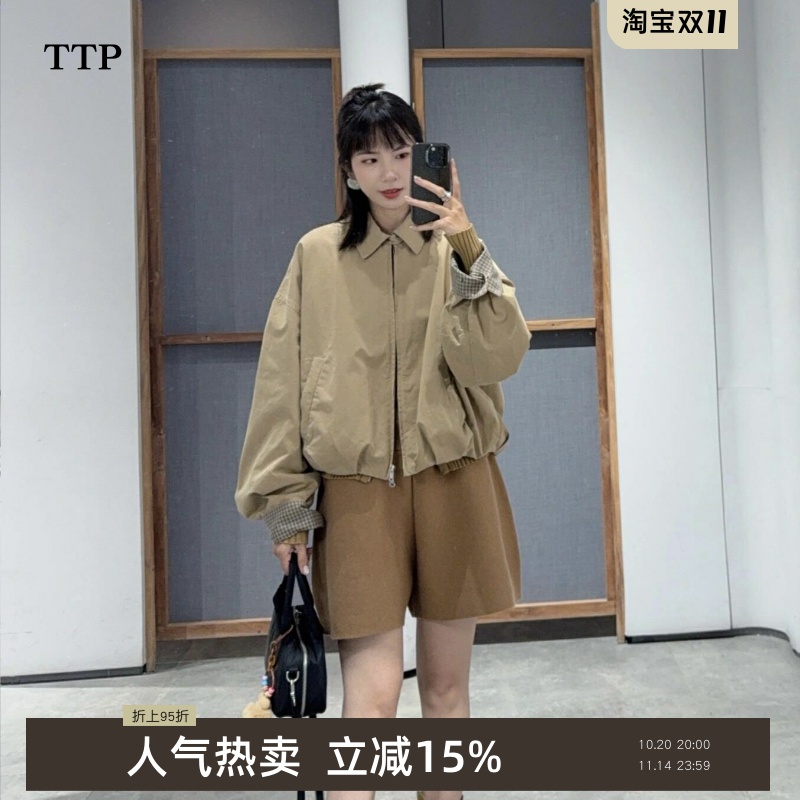 新品夹克翻领截短款外套