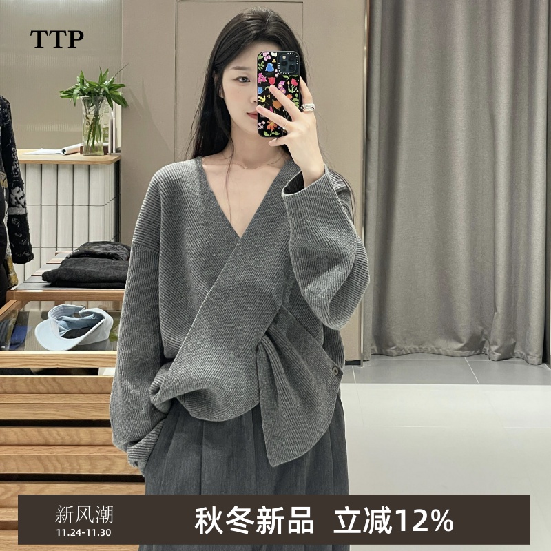 新品针织衫绵羊毛套头女