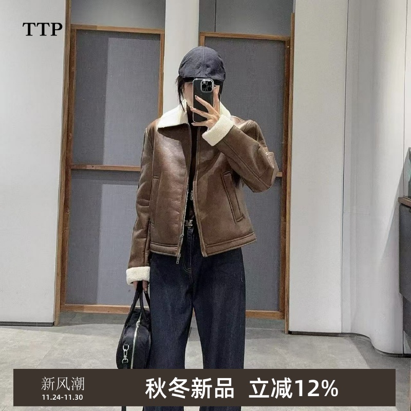 时髦复古保暖外套宽松夹克外套