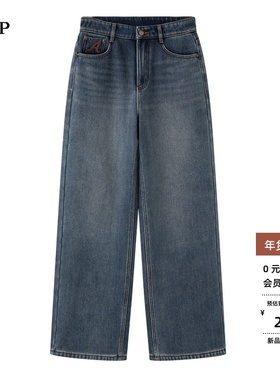 ariosea艾诺丝单官方旗舰店商场同款2025冬加绒牛仔裤子AR324024