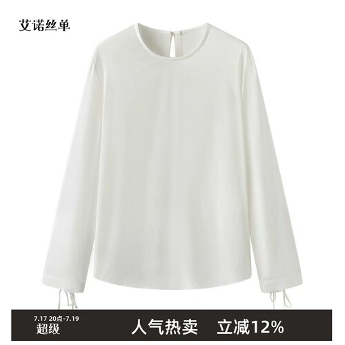 秋新品衬衫圆领宽松长袖