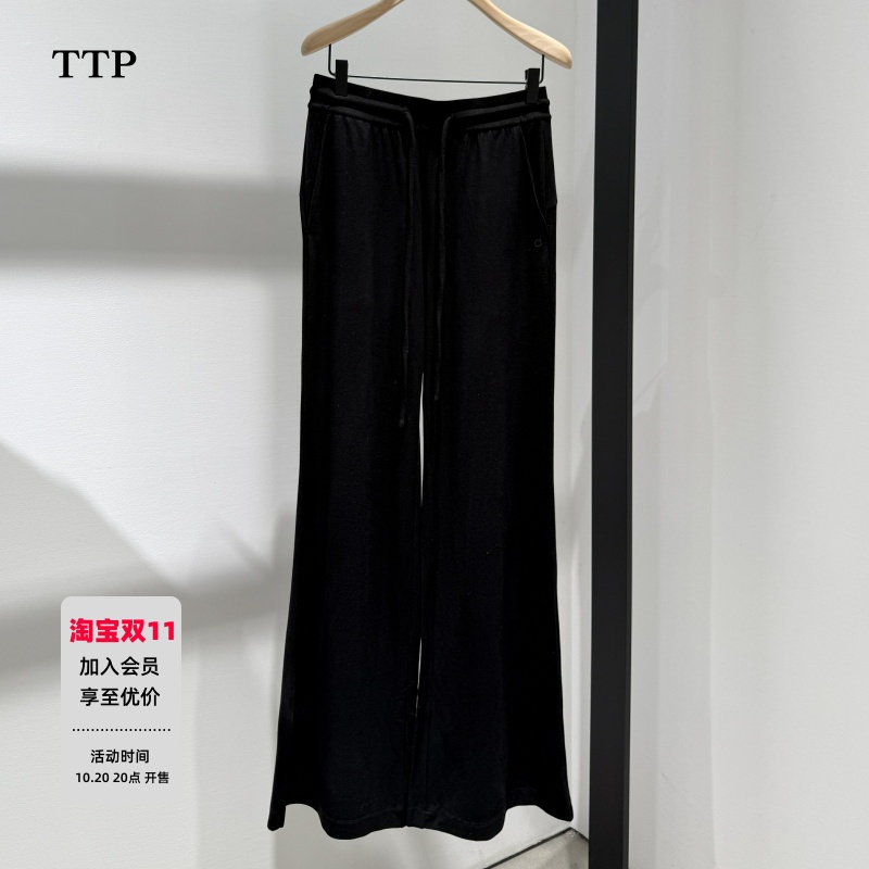 新品复古运动裤德绒微喇裤