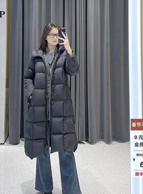 ariosea艾诺丝单官方旗舰店正品2025冬新长款连帽羽绒服AR004166