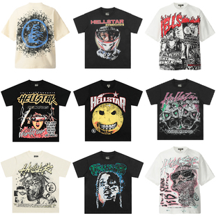 高版本Hellstar地狱之星美式嘻哈风短袖T恤男女宽松摇滚印花高街