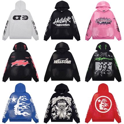 高版本Hellstar地狱之星美式高街复古水洗做旧男女VTG连帽衫卫衣