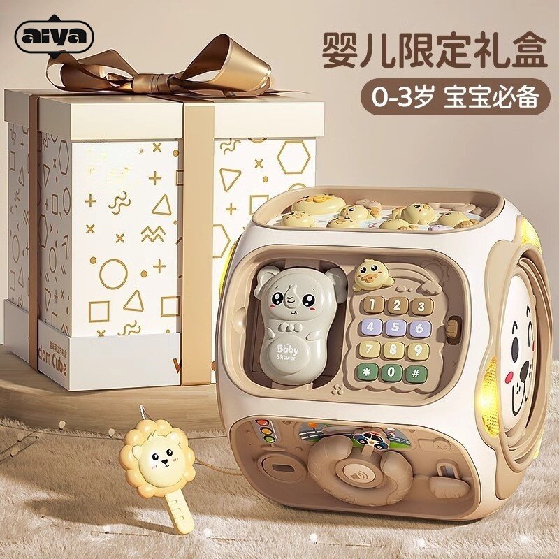 日本进口宝宝手鼓六面体益智玩具