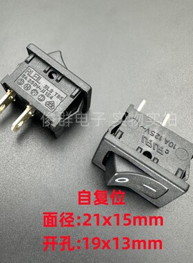 台湾力和RLEIL船型开关RL3T85翘板2脚2档6A自复位饮水机电源按键