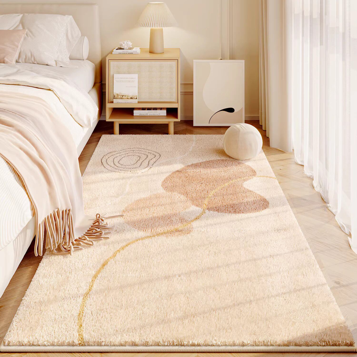 床边地毯简约奶油风2026新款长条主卧床前防滑脚垫高级感卧室地垫