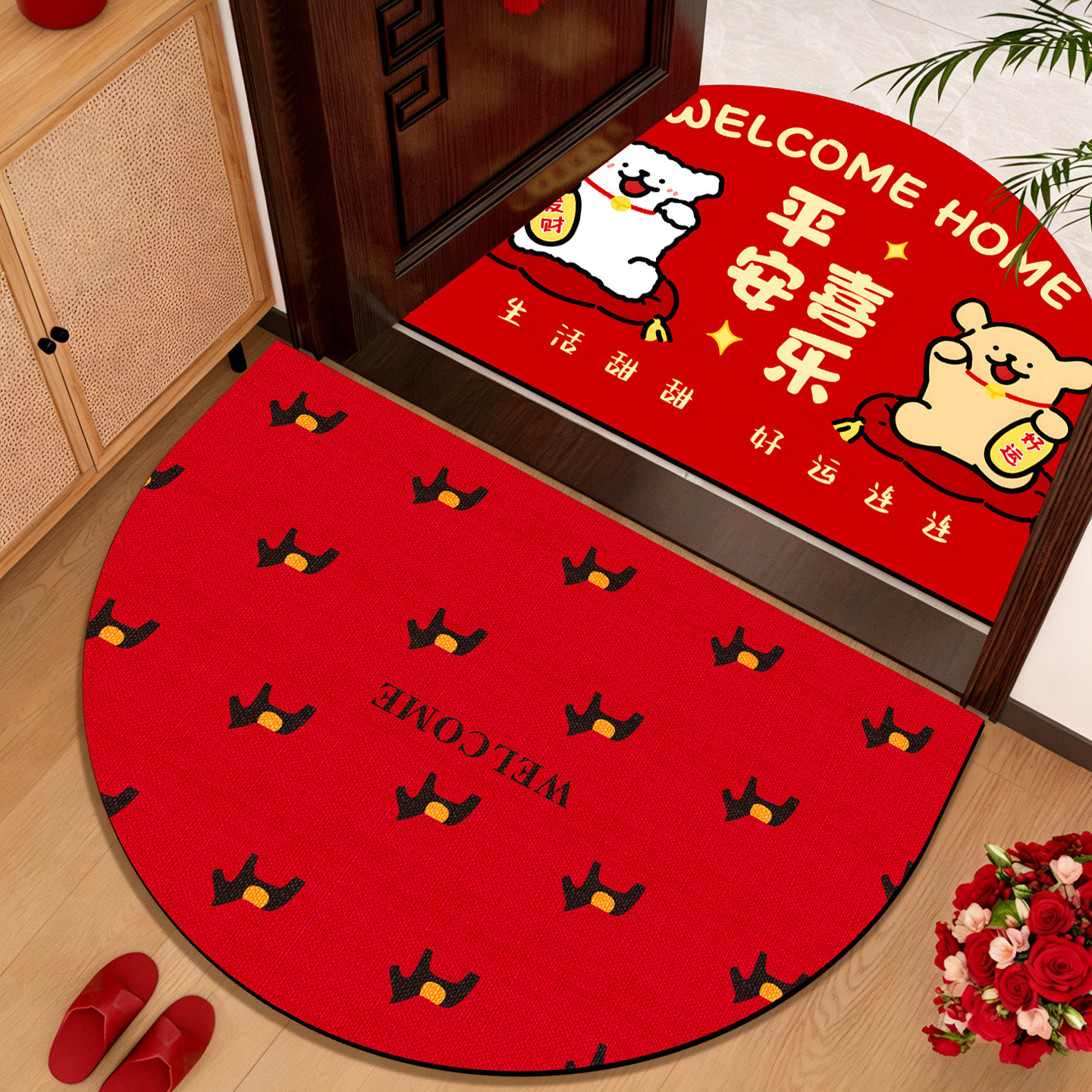 马年半圆形地垫硅藻泥新年入户门垫玄关门口进门脚垫喜庆乔迁地毯,居家布艺,家用脚垫,淘宝优惠券,粉丝福利购,淘宝优惠卷