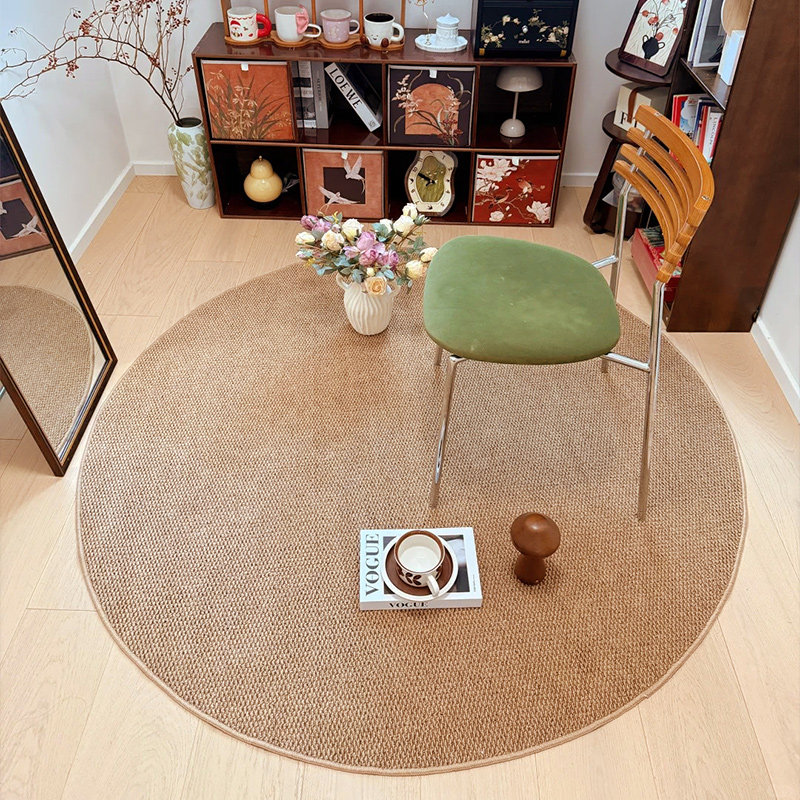 高级感圆形地毯仿剑麻椅子垫客厅懒人沙发毯卧室书房转椅摇椅地垫
