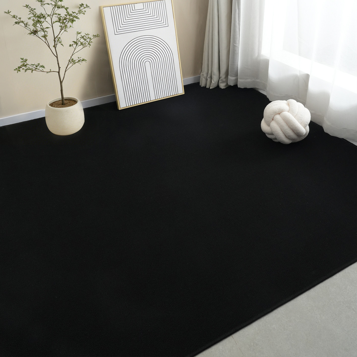 纯黑色地毯高级感摄影棚拍照地垫大面积全铺办公室水泥地面直接铺