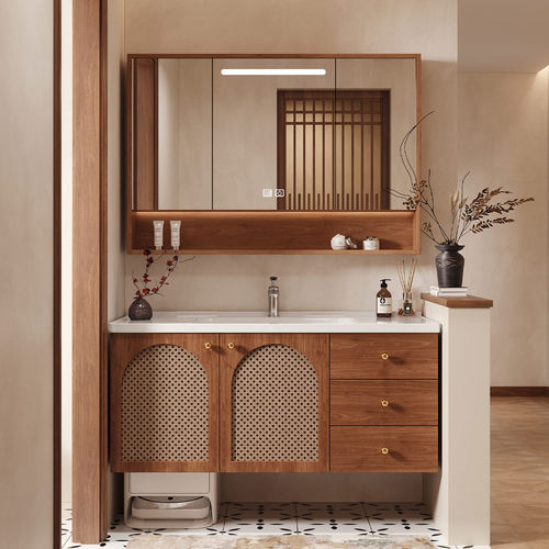 中古风扫地机器人基站浴室柜组合