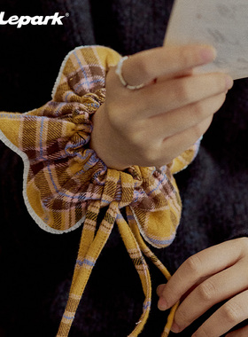 xilepark格纹飘带发圈丸子头扎马尾发皮筋头绳头饰发绳女