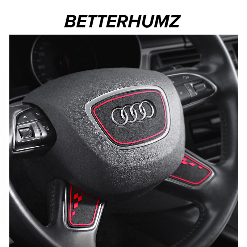 奥迪方向盘车标翻毛皮改装饰贴纸