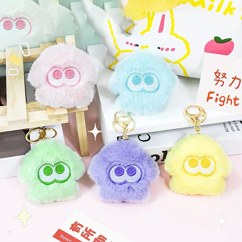 Splatoon Inkling Plush Keychain Anime Orange Red Inkling Kaw - 实物图