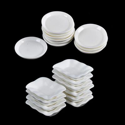10pcs Dollhouse Miniature Resin Trays Plates Doll Mini Food