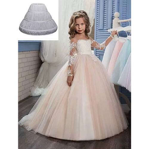 Fashion White Lace Children Skirt Petticoat 3 Hoops Steel Ri