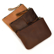 Men's Genuine Leather Zipper Coin Wallet Wowen natural Leath