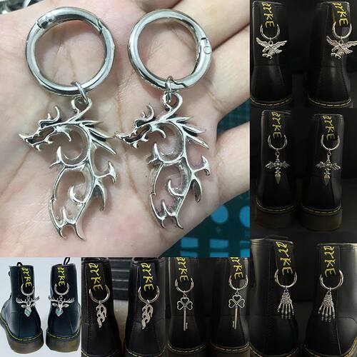 Gothic Sword Flame Serpent Pentagram Martens Metal Shoe Buck