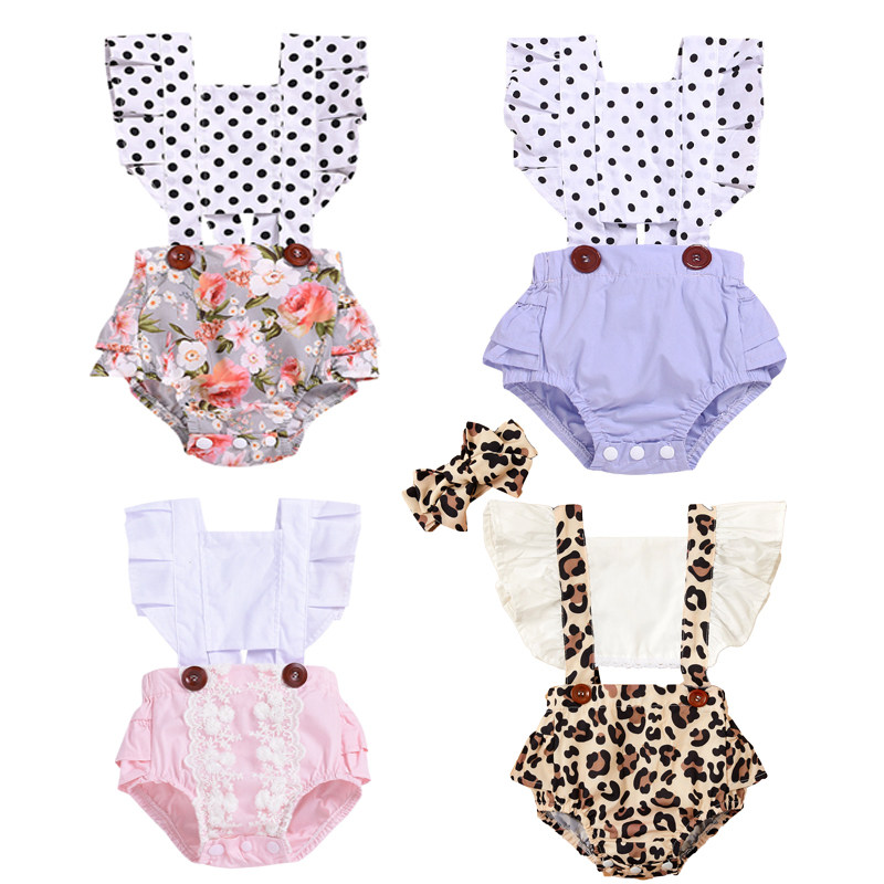 newborn baby rompers summer girl ruffle backless sweet cloth