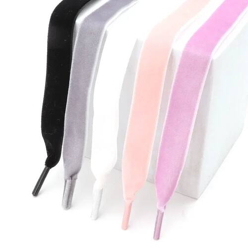 Velvet Flat Shoelaces Snow Yarn Satin Silk Ribbon Shoelace F