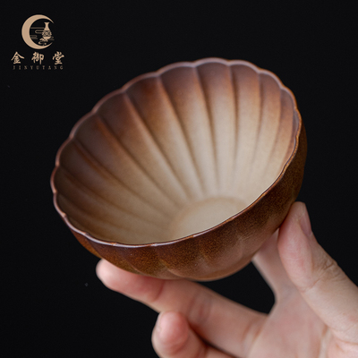 柴烧围炉煮茶大号粗陶斗笠个人杯