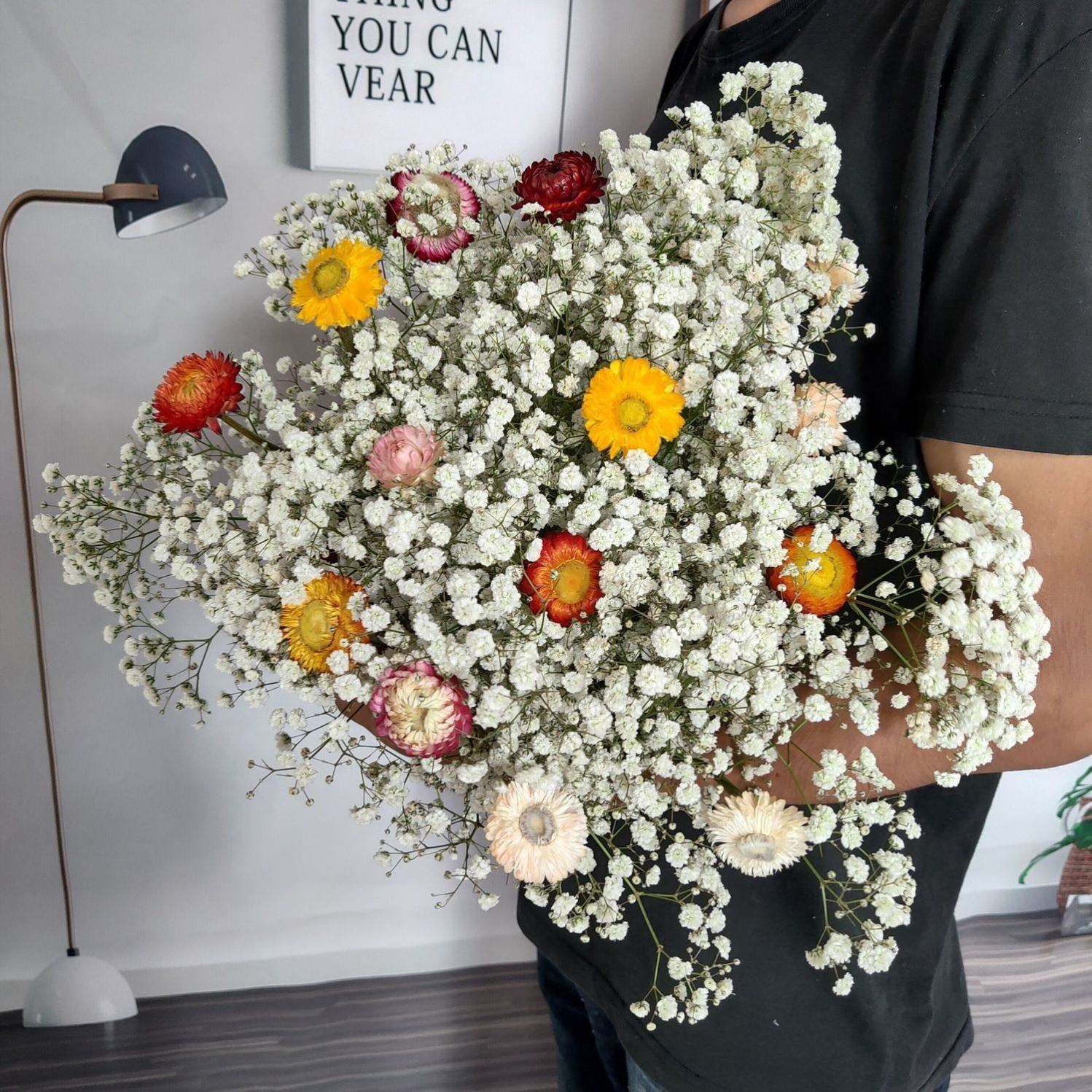 满天星鲜花勿忘我雏菊混搭干花花束家居装饰永生真花插花摆件拍照