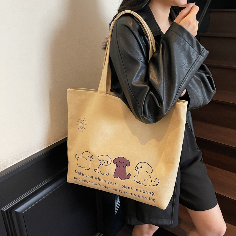 大容量帆布包包女2025夏季新款时尚单肩手提袋日系学生上课托特包
