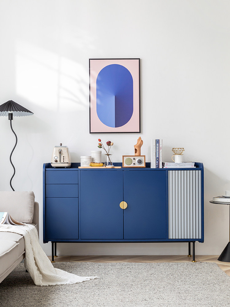 Nordic light luxury living room tea cabinet storage locker cupboard small apartment blue sideboard modern simplicity