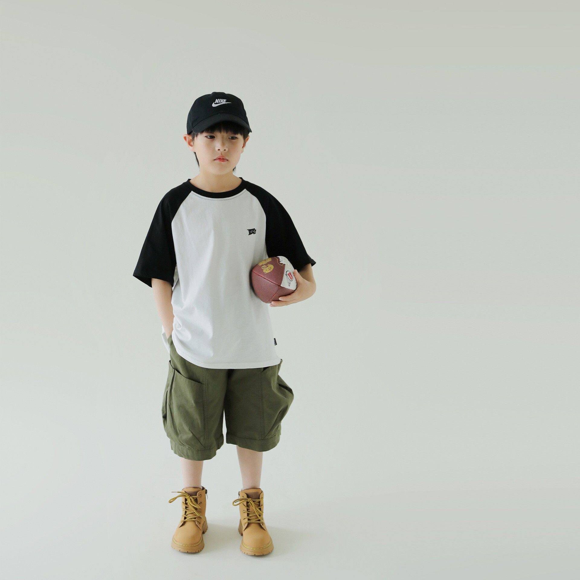 男童夏装短袖t恤2025新款夏季插肩袖体恤儿童装纯棉上衣宽松薄款