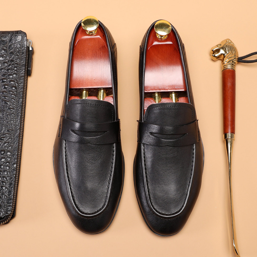 真皮乐福鞋男商务英伦春夏透气韩版百搭懒人潮鞋轻便一脚蹬豆豆鞋,流行男鞋,乐福鞋（豆豆鞋）,淘宝优惠券,粉丝福利购,淘宝优惠卷