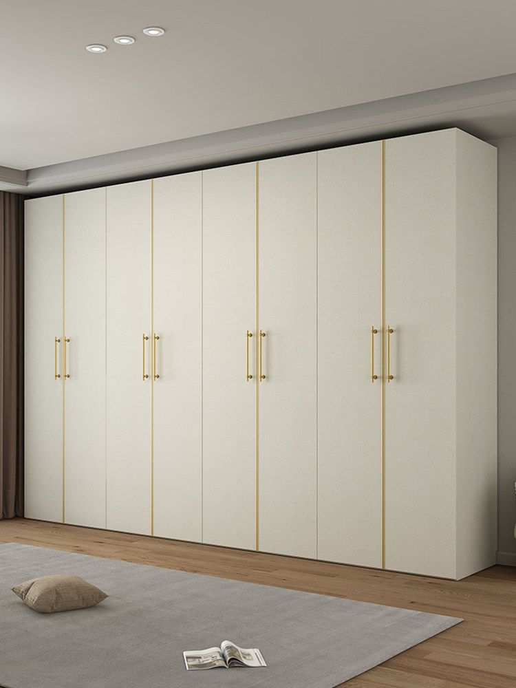 Cream Wardrobe Simple Modern Four Six Eight Doors Storage Cabinet Home Bedroom Nordic Light Luxury Wardrobe