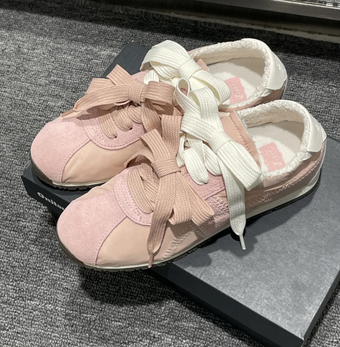适配鬼冢虎德训鞋miumiu款加宽白色粉色鞋带2.2cm宽鞋带绳子ins